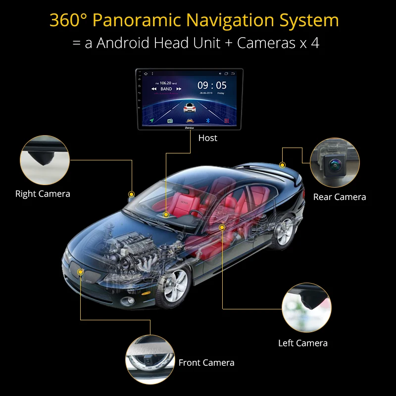 Ownice K5 Android 2 Din Универсальное автомобильное радио стерео gps головное устройство аудио с DSP 360 градусов панорамный DVR Передняя Задняя правая камера