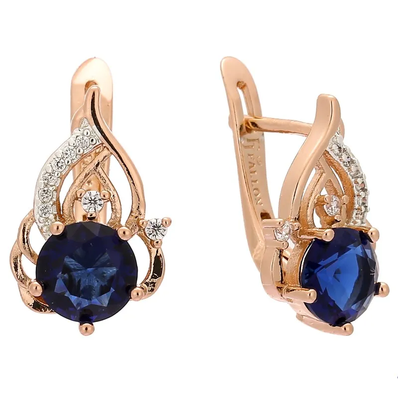 

Korean Drop Earrings 2018 New Fashion Earring Trendy 585 Gold Color Jewelry Office Luxury Blue Cubic Zircon Women Earrings