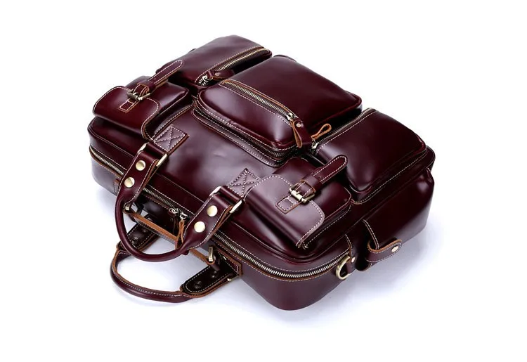 Men genuine leather briefcase 16