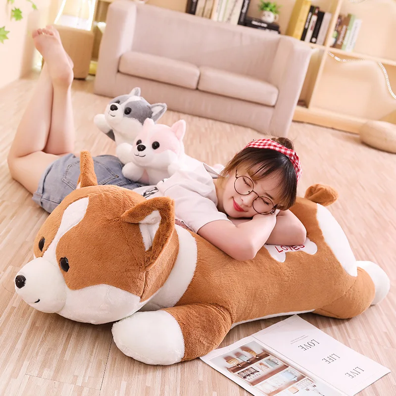 60/80cm Lovely Corgi Dog Plush Toy Stuffed Soft Animal Cartoon Pillow Best Gift for Kids Children