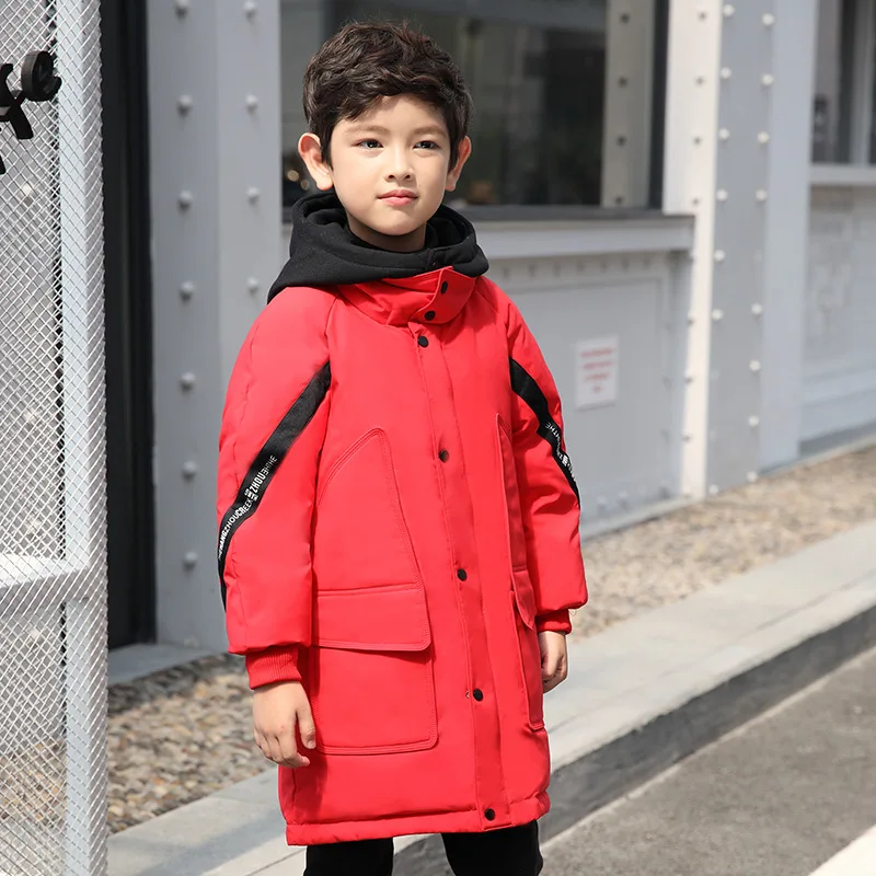 

2019 New Brand Children Winter Long Warm Jacekt Boys Thickening Hooded Clothes Kids Fashion Down Jacket Big Boy Parka Outwear