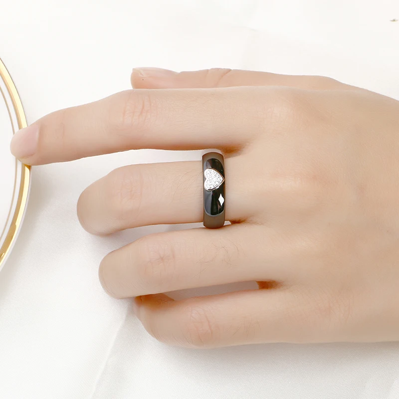Gold Silver Sweetheart Ceramic Ring 6mm 3mm Wide Healthy Smooth Material With Bling CZ Stone For Women Girl Wedding Party Gifts