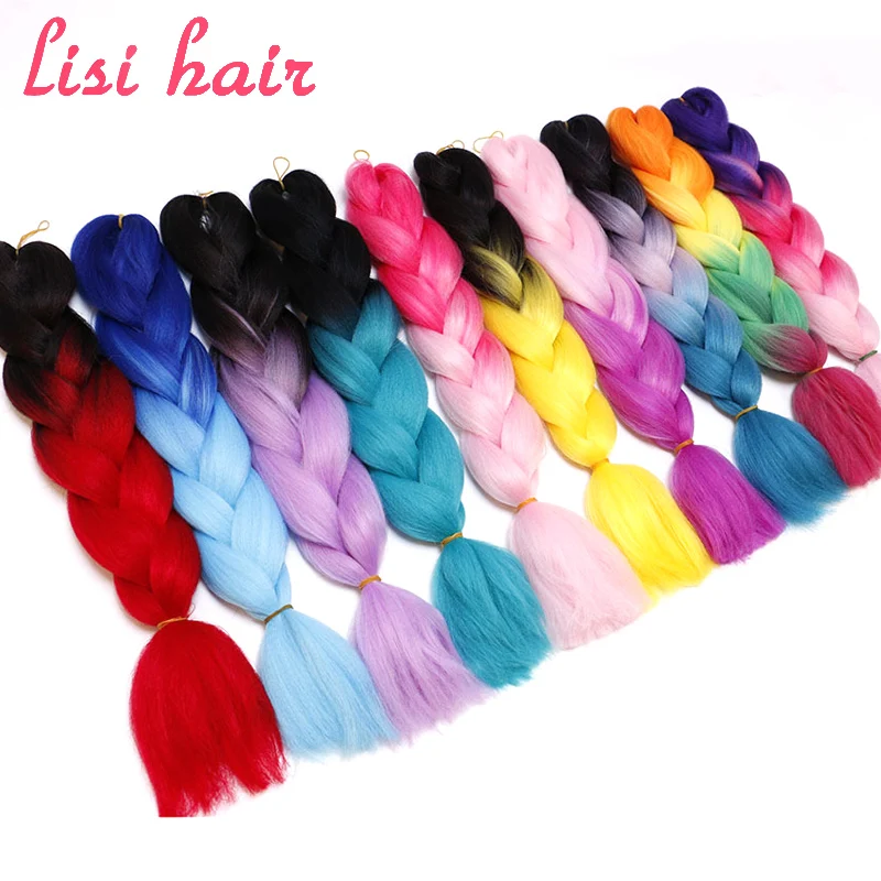 LISI волос 24 дюймов плетение волос "канеколон" расширения Jumbo синтетические косички для наращивания волос стиль 100 г/шт. чистый блондин