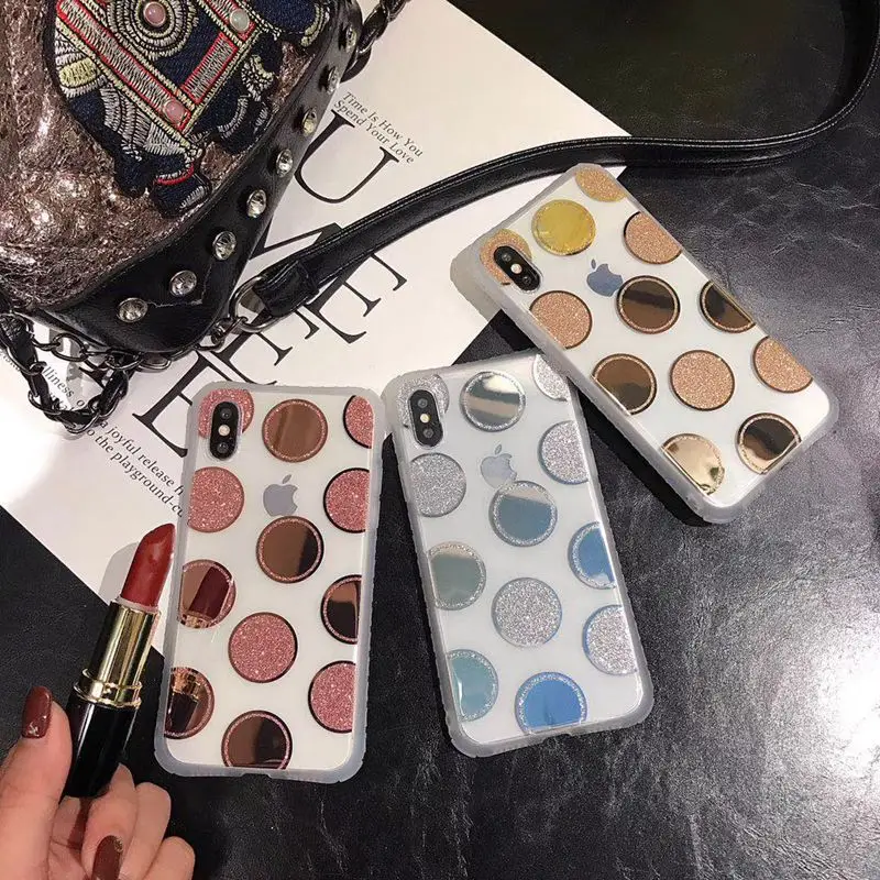 

Fashion plated mirror flash powder phone case For iphone Xs Max Xr X Anti-drop shockproof shell For iphone 6 6S 7 8 Plus Cover