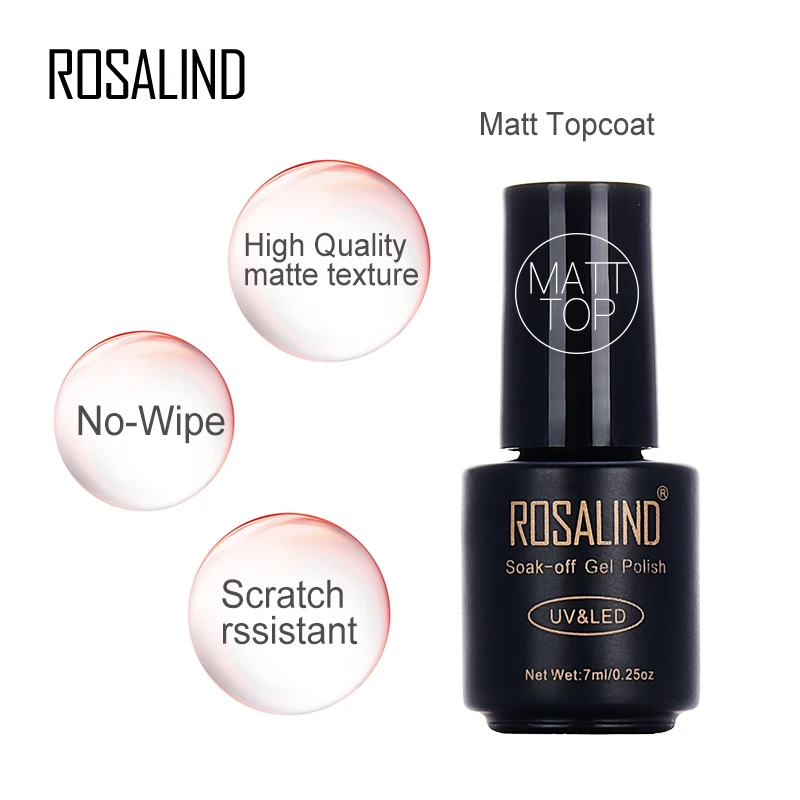 

Rosalind 1pcs Matt Top Coat Nail Art UV Gel Polish 7ml Matte Top Coat LED UV Soak Off Hot Sale UV Gel Polish