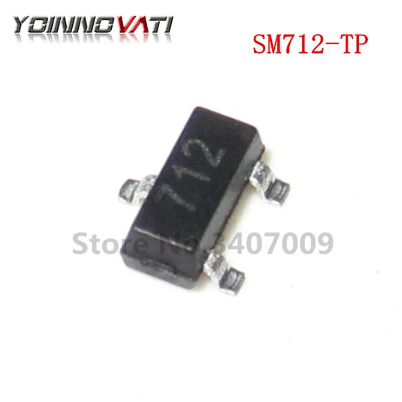 50PCS SM712 TP SM712 T SM712 SOT23 ESD suppressor /TVS diode 12V, 1.0uA ...