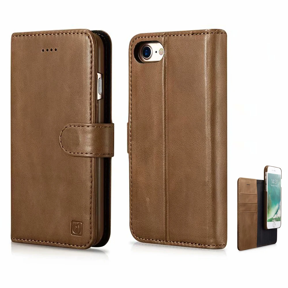 

icarer Wallet Case for iPhone 7 8 Plus X Leather Genuine Cover for iPhone X Flip Phone Bag Card Slots Magnetic 2 in 1 Detachable