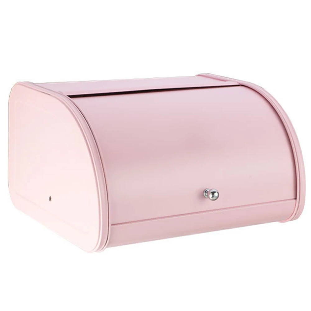 Металлический ящик для хлеба, кухонные контейнеры для хранения с откидной крышкой, хранение кухонной утвари, коробка FPing - Color: pink