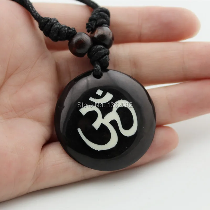 AUM OM Ohm Hindu Buddhist Hinduism Yoga India yak bone Carving Pendant Necklace Amulet Lucky Gift Tribal Fashion Jewelry MN578 - Image 3