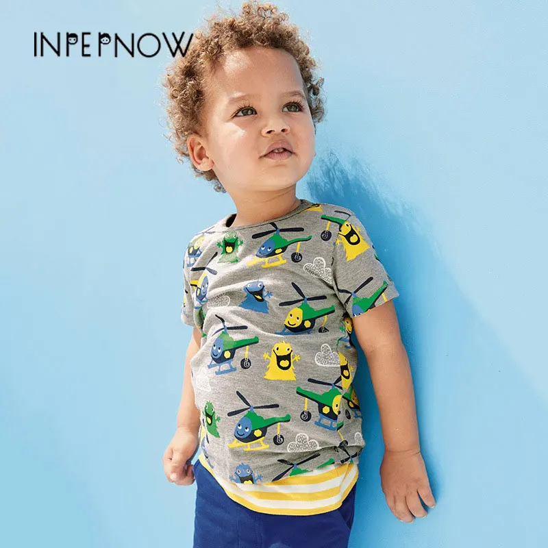 

INPEPNOW Car Print Kids T Shirts 2019 Summer Fashion Children T-shirts for Boys Cotton Girls Tshirt Brand School Top DX-CZX244
