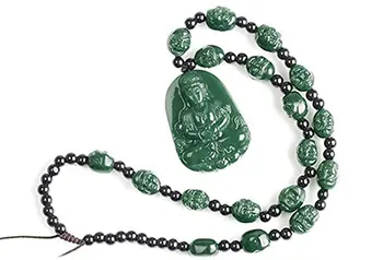 

Koraba Fine Jewelry Natural Green Jade Hand Carved Kwan-yin Goddess Bodhisattva Buddha Pendant Necklace Free Shipping