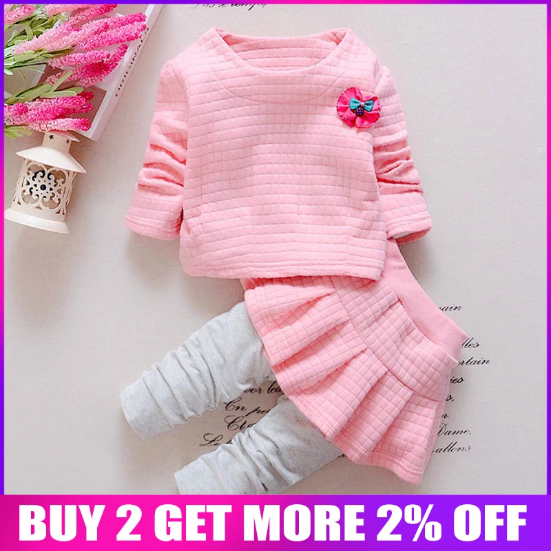 

BibiCola 2018 Children Girls Clothing Baby Girls Clothing Set Kids Tops + Skirt Pants 2pcs Set Baby Girls Clothes Sport Suit