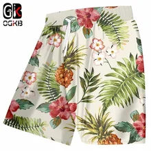 OGKB мужские шорты для плавания летние забавные шорты с принтом ананаса и цветов 3d Бермуды мужские шорты для фитнеса тренировки до колена Боксеры Брюки