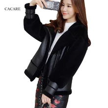 Зимняя куртка женская шерстяная мягкая пушистая флисовая кожаная куртка черная Корейская куртка F0189 ветровка для женщин