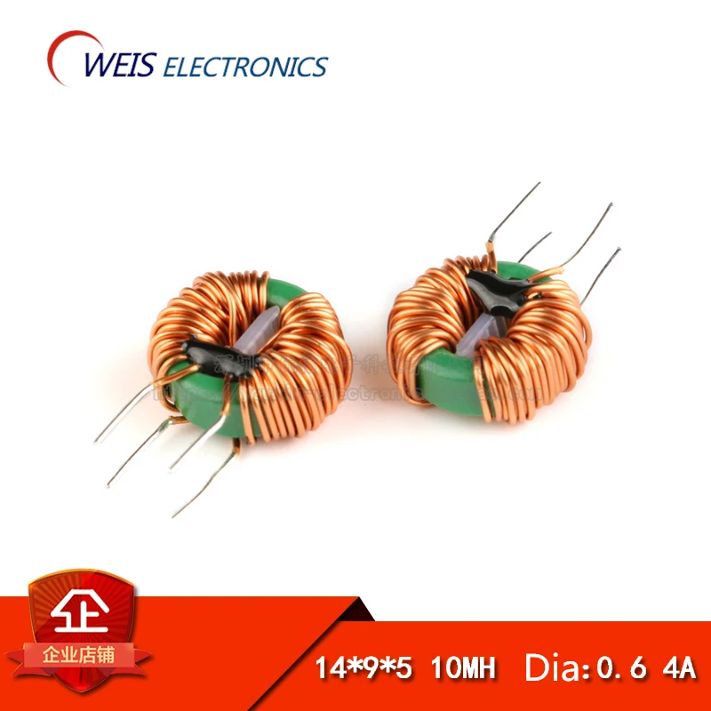 

OWEIS 10PCS/LOT 14*9*5 4A 10MH Wire dia:0.6MM Magnetic ring Common-mode inductor Power filter Inductance coil