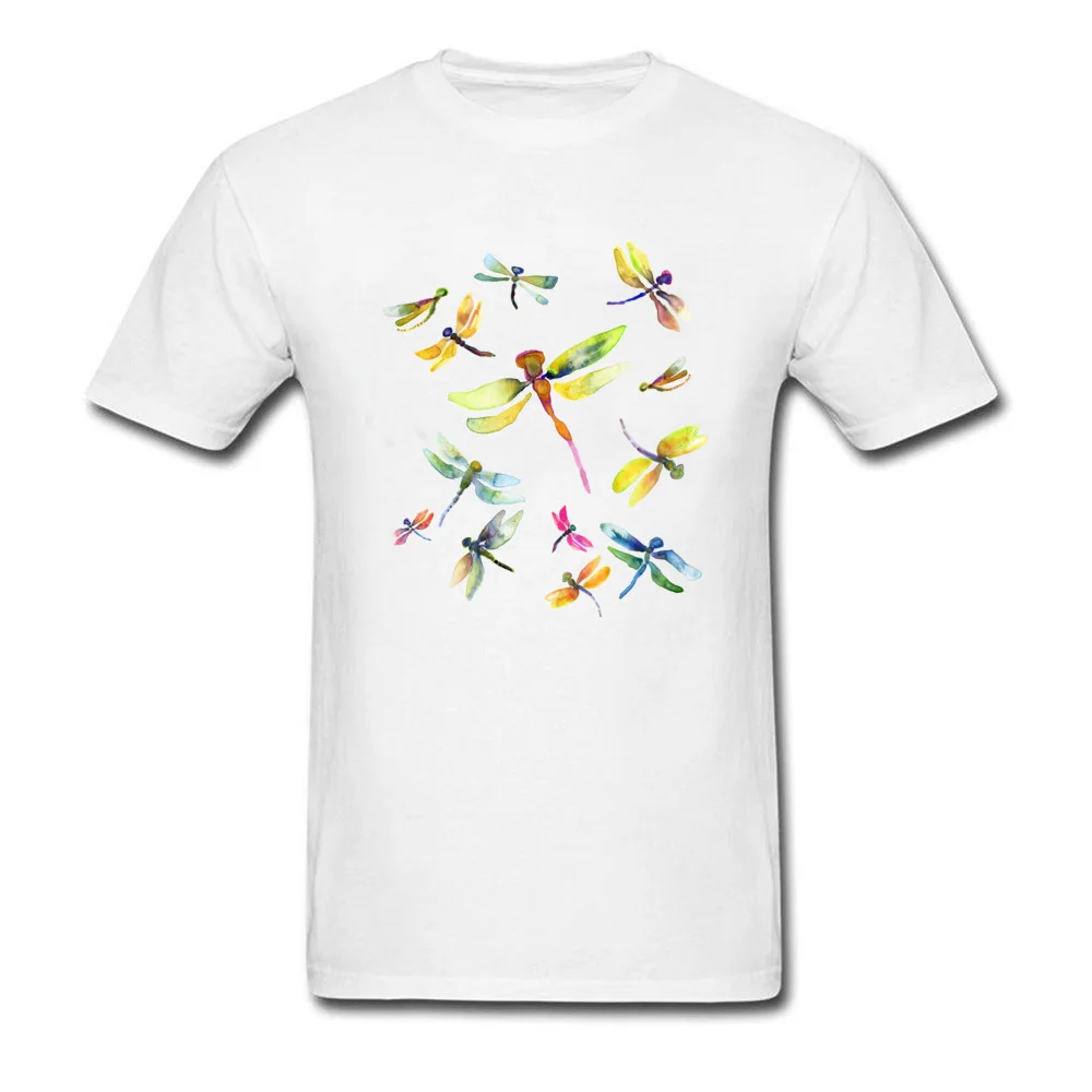 T Shirt Dragonfly Dance Summer Cute Slim Fit Short Sleeve 100% Cotton Crewneck Men Tshirts Slim Fit Tops Shirt Dragonfly Dance white