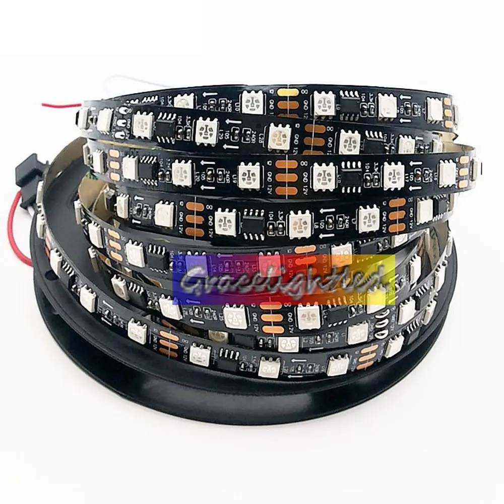 WS2811 5050 RGB Светодиодная лента 1 м 5 150 300 светодиодов Адресуемая DC12V IP60 IP65