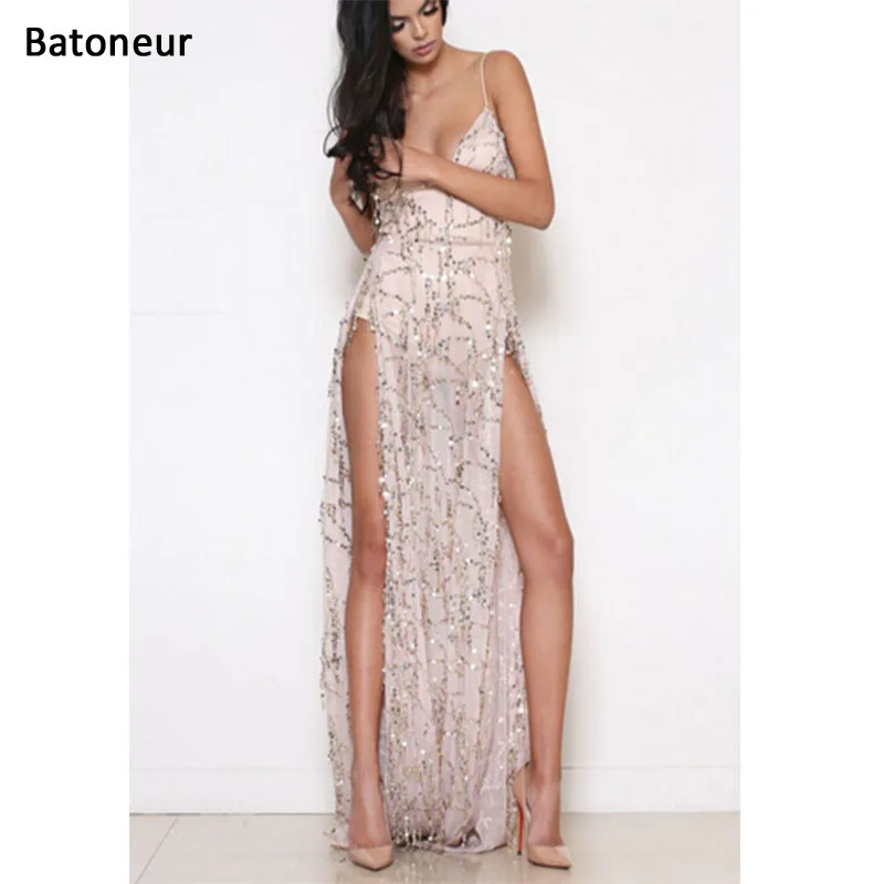 2017 donne dress alta split paillettes ultime strap sequin maxi vestiti  lunghi sexy del partito elegante allentato abiti da sirena vestiti|sexy  party|maxi long dresswomen dress - AliExpress