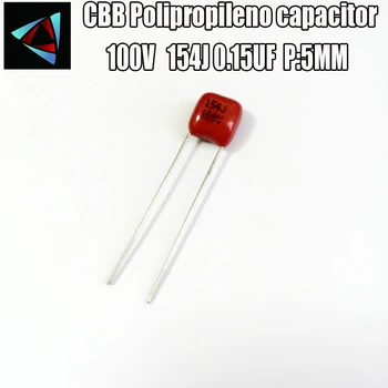 

36pcs 100V 154J 0.15uF Pitch 5mm CBB filme de Polipropileno capacitor