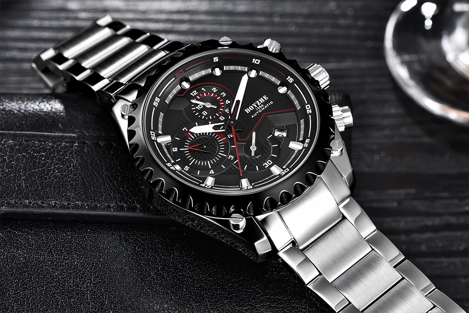 BOYZHE 2019 nuevos hombres mecánico automático reloj para hombre deportes de lujo luminoso impermeable relojes de acero inoxidable reloj Masculino - 3