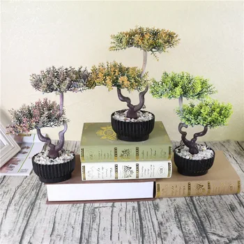 

Flone Artificial Plants Green Bonsai Fake Plastic Plants Bonsai Home Hotel Restaurant Desk Garden Decoration Accessories