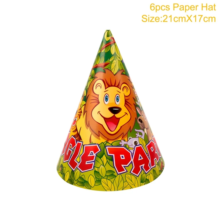 HUIRAN сафари животные бумажный баннер с днем рождения Дети День Рождения Декор джунгли вечерние украшения зеленый слон Зебра - Цвет: Animal hat