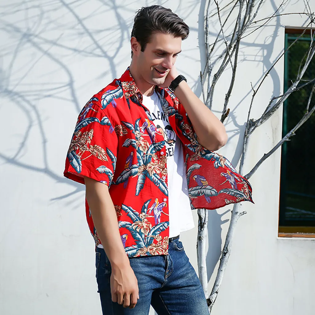 Short Sleeve Shirt Men Hip Hop Japanese Streetwear Ukiyoe Casual Shirt 2019 Man Summer Fashion Soft Hawaiian Shirts  May8