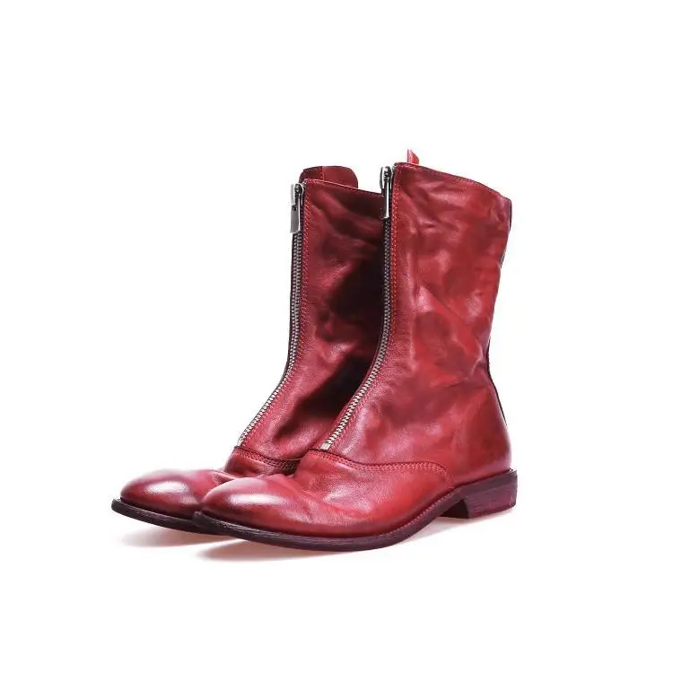 

Owen Seak Women Casual Shoes Knee-High Genuine Leather Old Boots Luxury Trainers Sneaker Zip Flats Riding Winter Black Boots