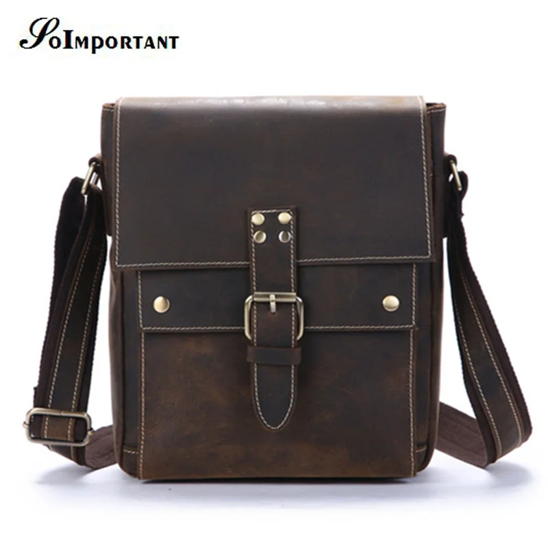 New Vintage Genuine Leather Men Bags Male Cowhide Flap Shoulder Bag Small Crossbody Bags Handbags Messenger Men Crazy Horse Bag New Vintage Genuine Leather Men Bags Male Cowhide Flap Shoulder Bag Small Crossbody Bags Handbags Messenger Men Crazy Horse Bag
