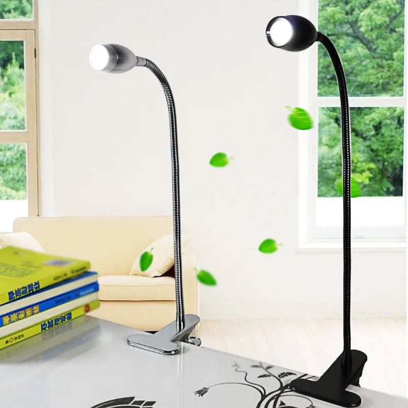 Gooseneck USB SMD LED Portable Reading Light Table Lamp Clip Silver