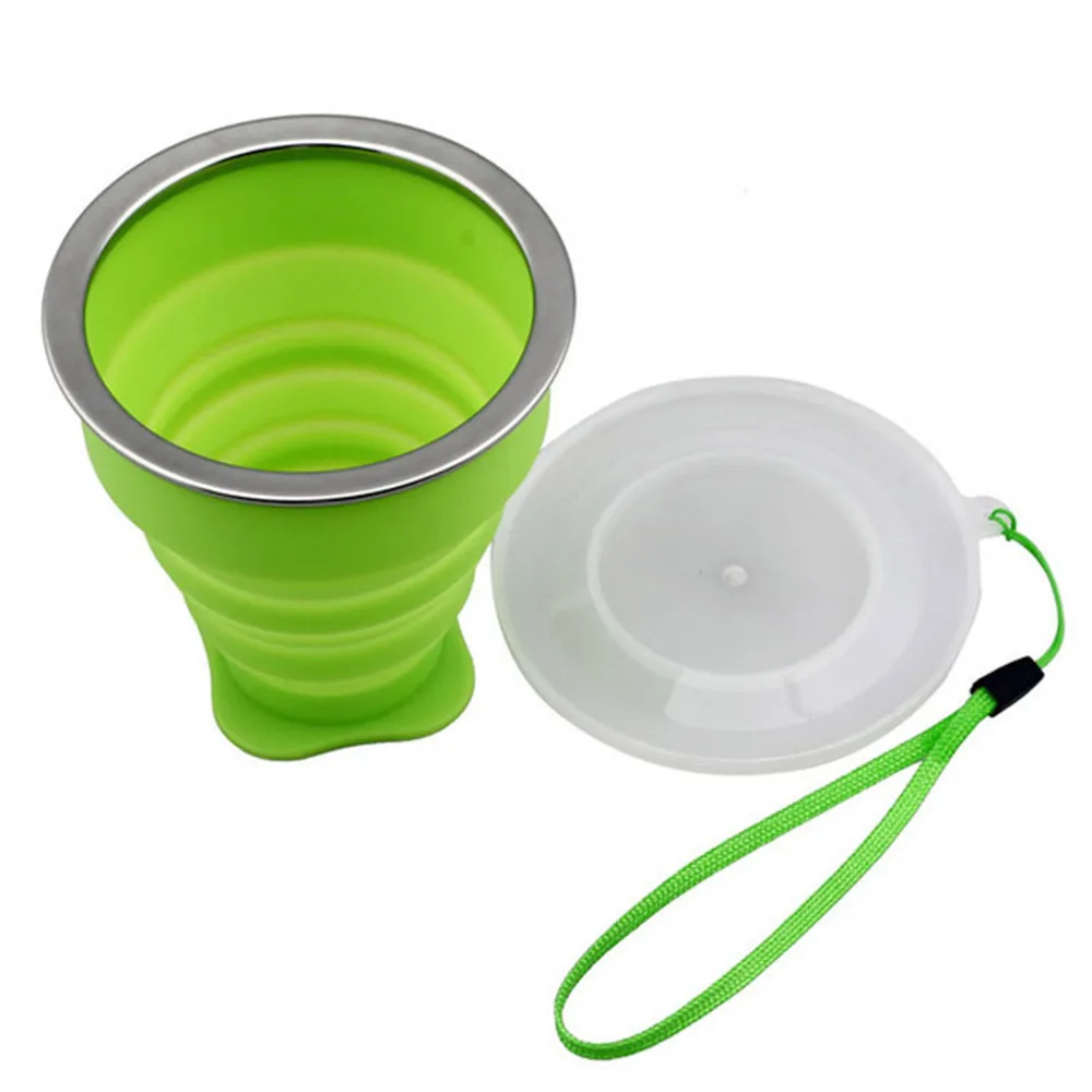 Silica Gel Collapsible Folding Cup Portable Travel Telescopic Durable Folding Drinking Style - Цвет: Green