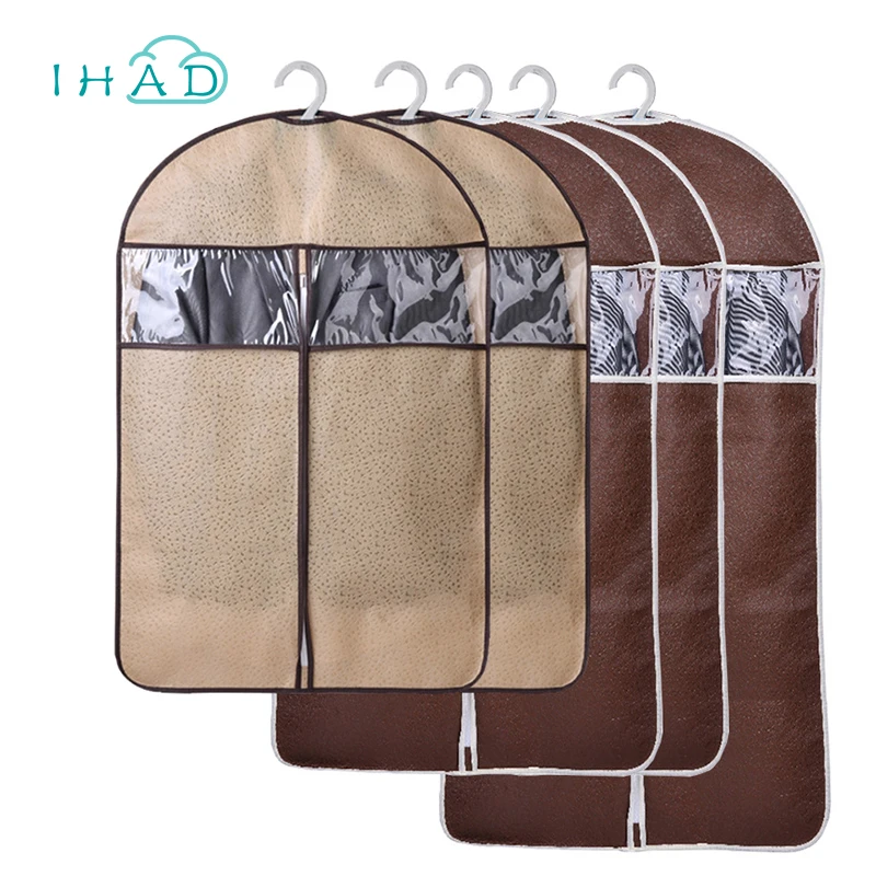 Online Color sólido a prueba de polvo plegable ropa organizador almacenamiento bolsa Nonwevon materail transpirable ambiental 5 unids set