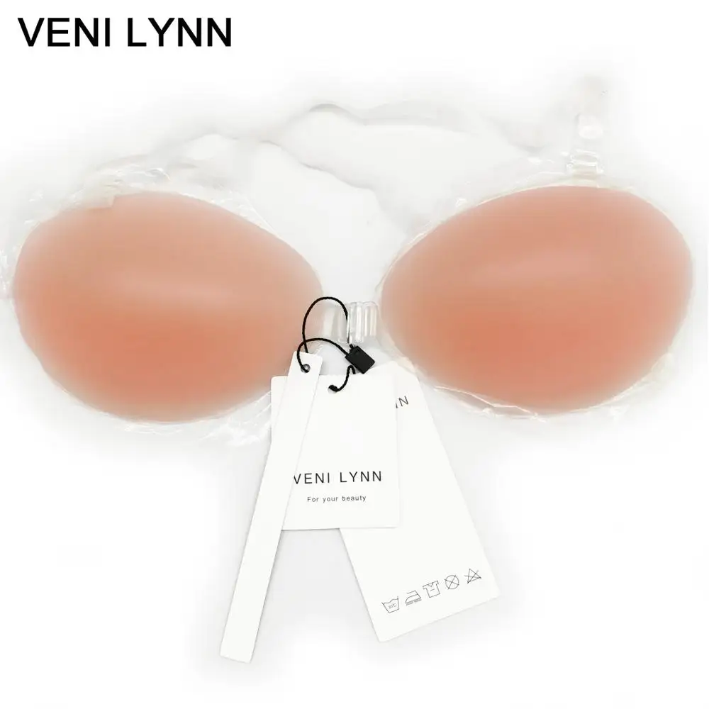 VENI LYNN 1.5cm Thick 1/2 Cup Self-adhesive Stick On Gel Push Up Padded Silicone Bras with Straps Women Seamless Underwear A B C