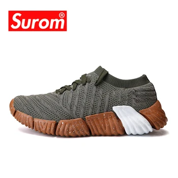 

SUROM Flywire Running Shoes for Men Breathable Summer Sneakers Men Sport Footwear