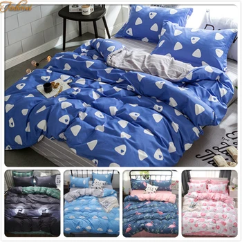 

Blue Grey Stripe AB Side Duvet Cover 3/4 pcs Bedding Set Adult Kids Cotton Bed Linen Single Twin Full Queen King Size Bedspreads
