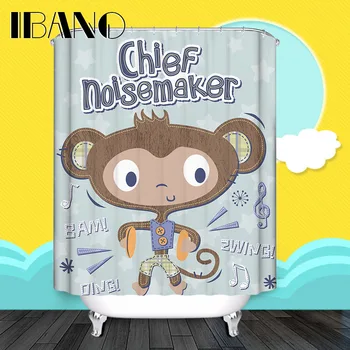 

Monkey Shower Curtains Waterproof Polyester Fabric Customized Shower Curtain For Bathroom With 12 Hooks