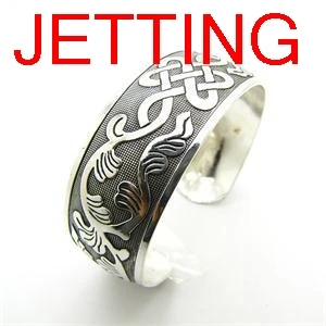 

JETTING 1Pc Tibetan Silver Vintage Women Cuff Bangle Chinese Knot Pattern Bracelets Fashion Jewelry