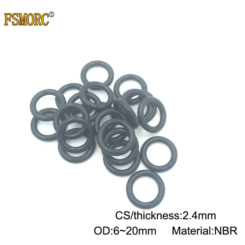 

100/500pcs OD 6 7 8 9 10 11 12 13 14 15 16 17 18 19 20mm x 2.4mm Thickness Black NBR o ring seal Rubber Ring Gasket Mechanical