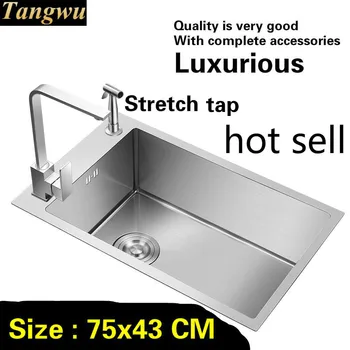 Price Free Shipping Kitchen Manual Sink Single Trough Apartment Do The Dishes Standard 304 Stainless Steel Hot Sell 75x43 CM
