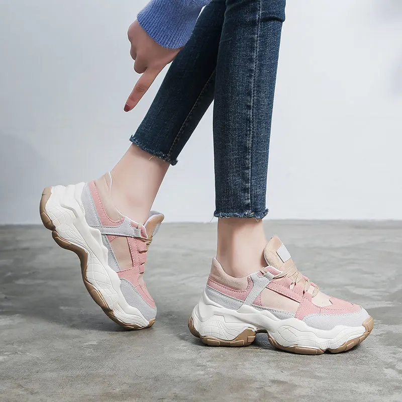 

BZBFSKY new High Quality Trainers Women's Platform Sneakers Women Shoes Breathable Casual Women Running Chunky Sneakers