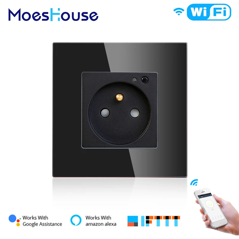 FR WiFi Smart Wall 16A Socket Outlet Glass Panel French Smart Life/Tuya Remote Control,Works with Amazon Echo Alexa Google Home FR WiFi Smart Wall 16A Socket Outlet Glass Panel French Smart Life/Tuya Remote Control,Works with Amazon Echo Alexa Google Home