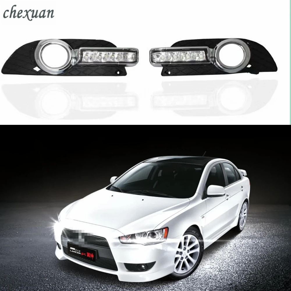 

CSCSNL 1 set For Mitsubishi Lancer EX 2009 2010 2011 2012 2013 2014 LED DRL Daytime driving Running lights ABS Fog Lamp Cover