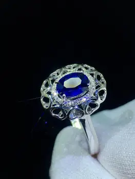 

Fine Jewelry Sapphire Ring Natural 0.78ct Blue Sapphire Gemstone Pure 18 K Gold Jewelry For Women Diamonds Rings