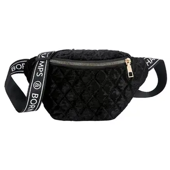 

WoMan Velvet Plaid Fanny Pack Phone Pouch Zipper Shoulder Chest Bag Lady Multifunctional Waist Pack Crossbody Handbag