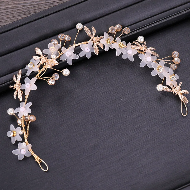 

ACRDDK 1pcs Korean Fairy Weave Crystal Imitation Pearl Flowers Wedding Hairband Exquisite Charming Bridal Hair Accessories S