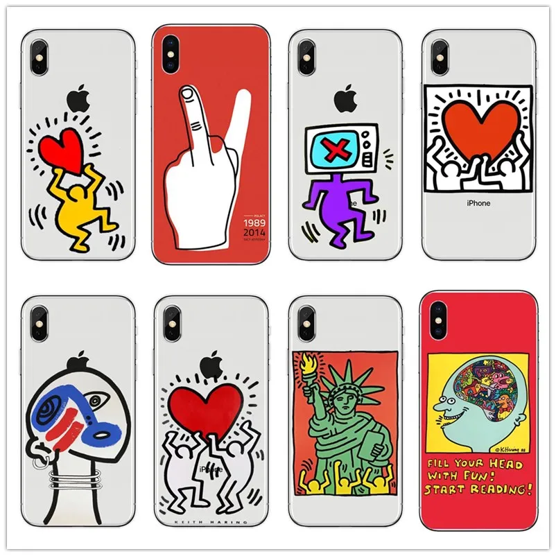 

Keith Haring art On Sale Luxury Cool Phone Accessories Case for iPhone 8 7 6SPlus X SE XS XR XS Max Strange painting Case Cover
