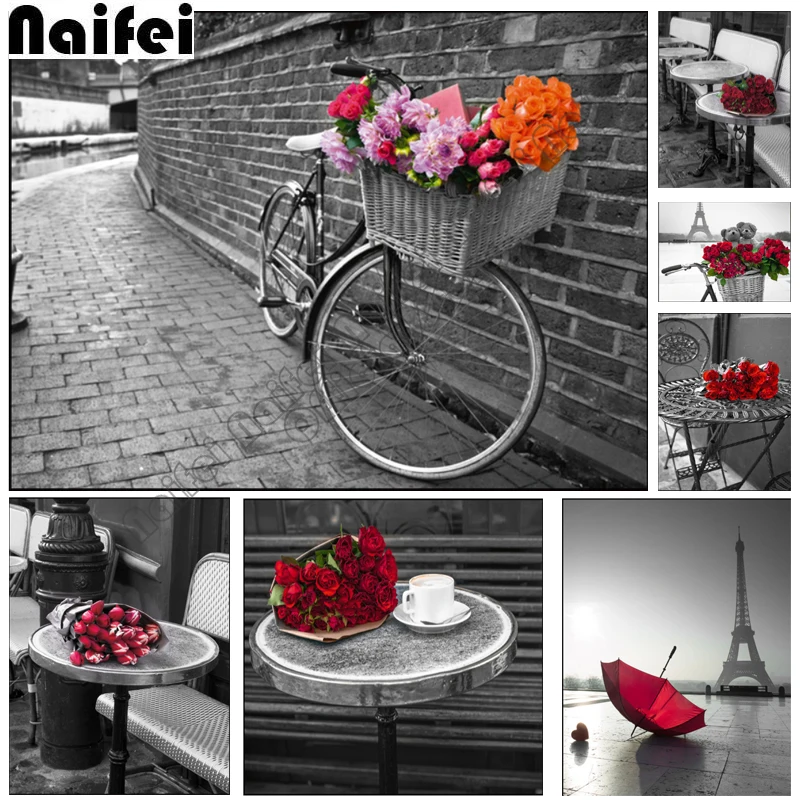 Red And Black Series City Tower Roses 5D scenery Diamond Embroidery full square/round drill diy diamond painting home decor | Дом и сад