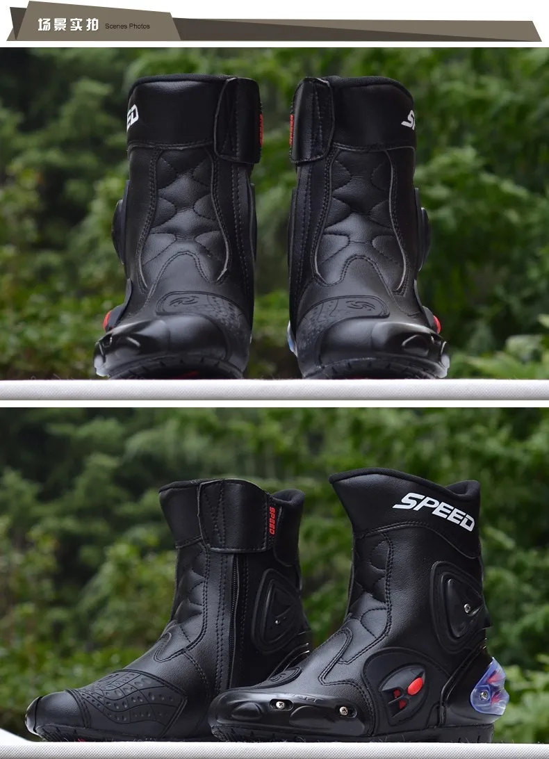 Боты moto Hombre мотоциклетные ботинки Pro-biker SPEED BIKERS moto Racing moto крест кожаные туфли A004 черный/красный/белый цвет;
