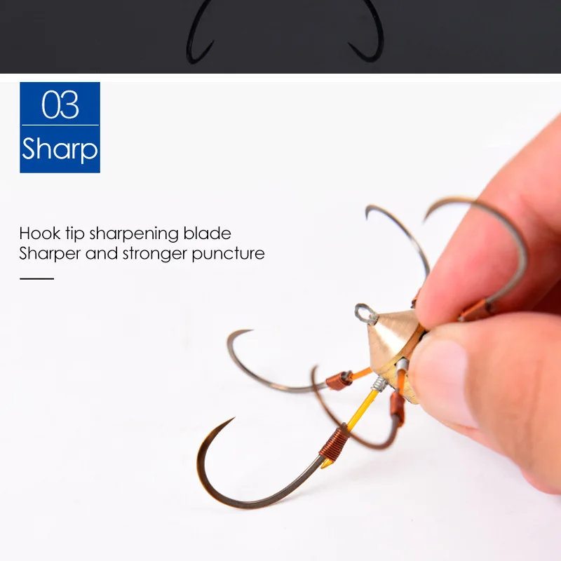 Lawaia Fishing Hooks Hexagon Side Anchors Hook Blade High Carbon Steel Lead Pendant Copper Pendant Strong Tough Sharp Crab Hooks