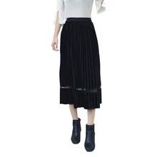 ZHQiQKco весенне-осенние женские повседневные юбки, женские сетчатые юбки в стиле пэтчворк, однотонная миди плиссированная юбка для девочек Falda femenina